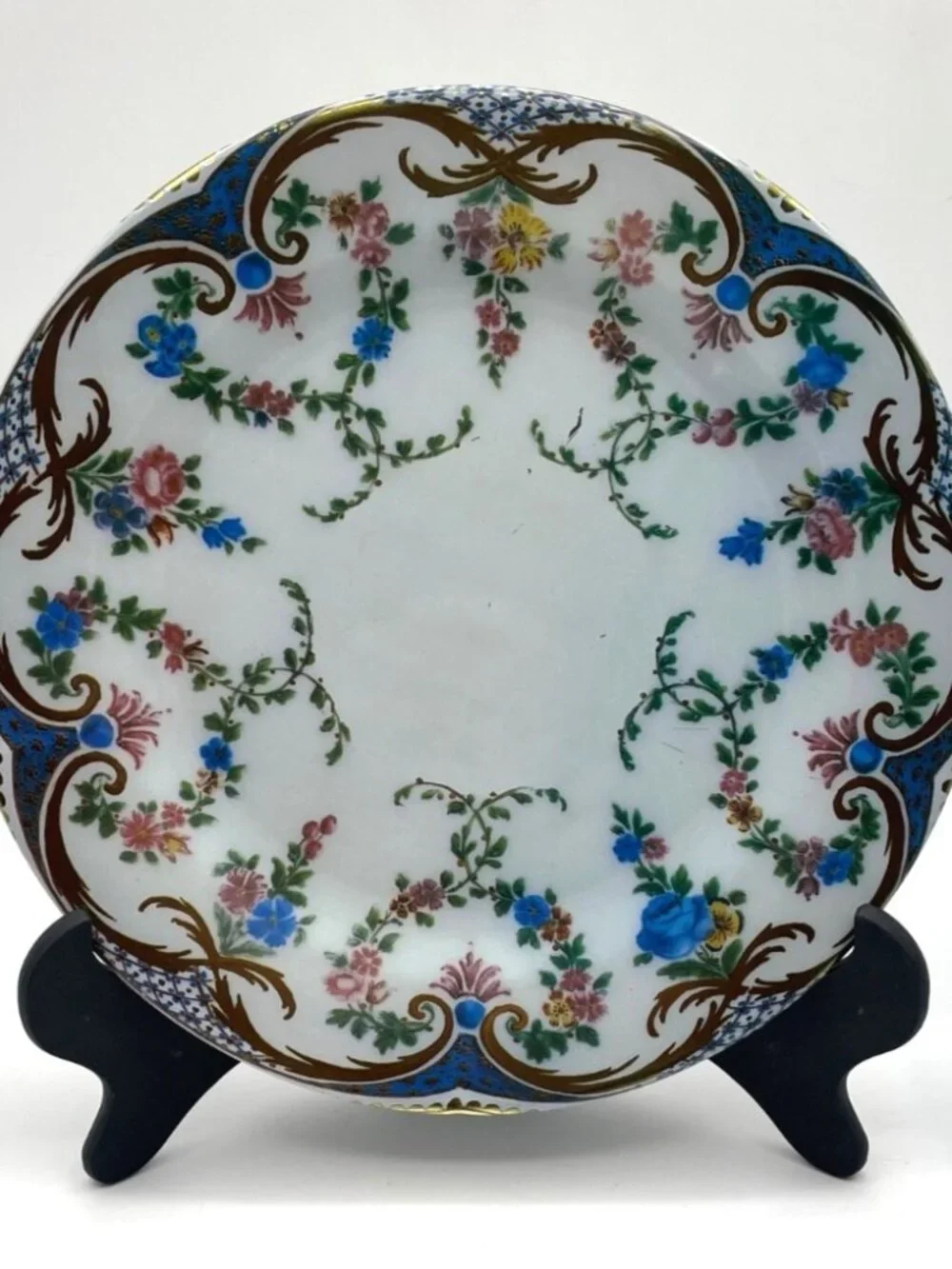 2 Vtg Floral Elite Tin Plates Sevres Design 1760 Wallace Collection England 10